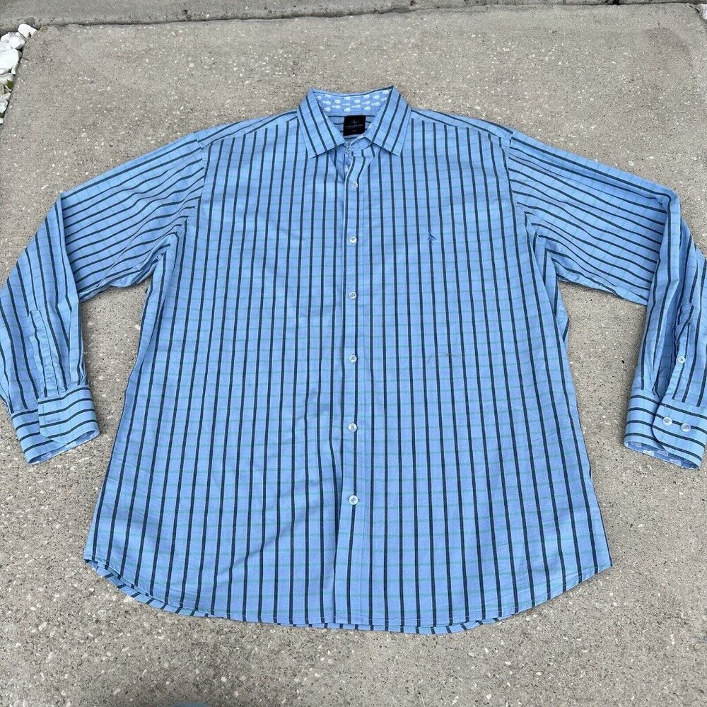 Tailorbyrd Button Up Shirt‎ XL Mens Regular Long Sleeve Blue Green Plaid